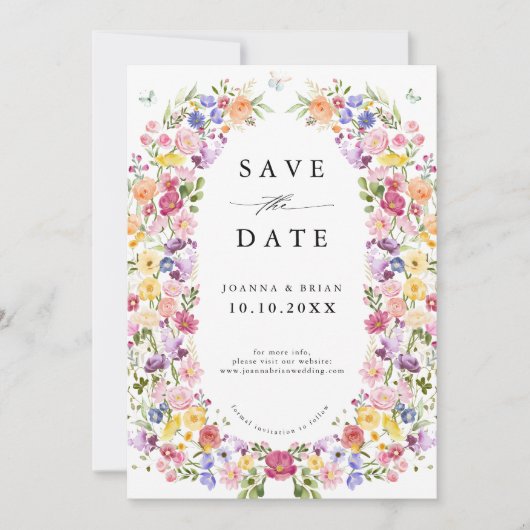 Wildblume Fruchtsaison Meadogarten Hochzeit I Save The Date (Vorderseite)