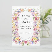 Wildblume Fruchtsaison Meadogarten Hochzeit I Save The Date (Stehend Vorderseite)