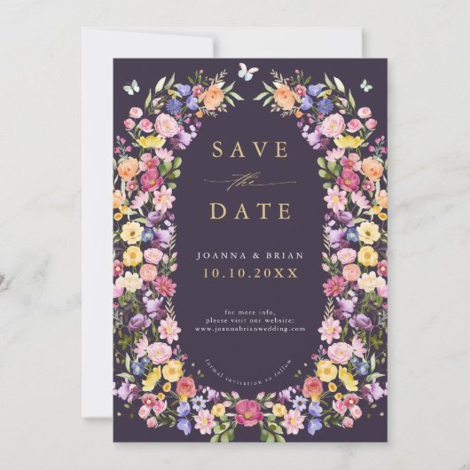Wildblume Fruchtsaison Meadogarten Hochzeit I Save The Date (Vorderseite)