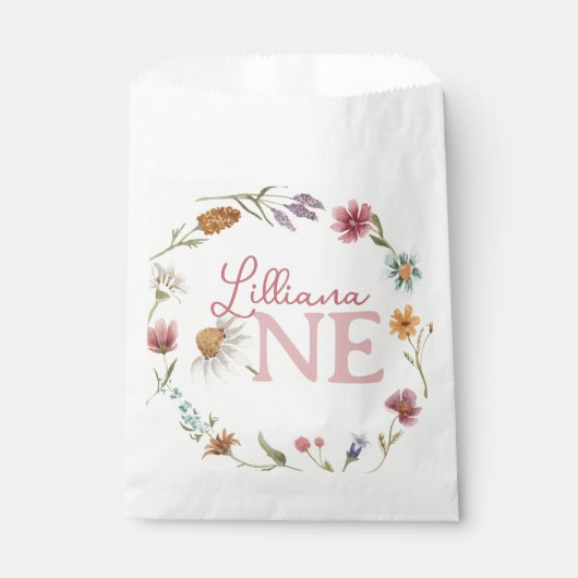 Wildblume Frühjahr 1. Geburtstag Party Geschenktütchen (Vorderseite)