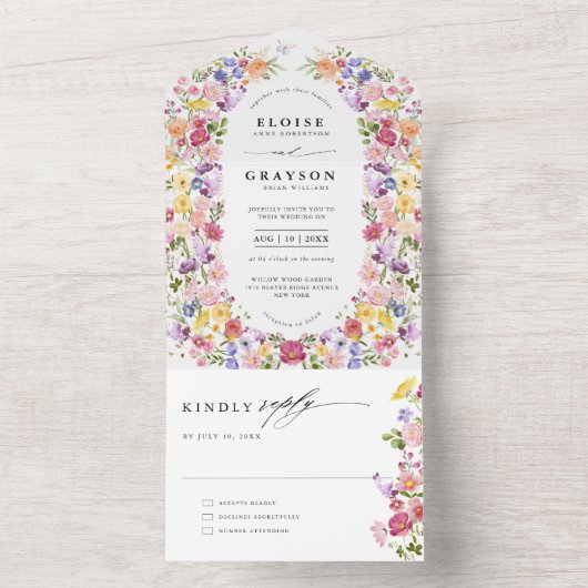 Wildblume Frühjahr All In One Einladung (Innen Boden)