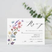 Wildblume Frühjahr Blumenhochzeit RSVP Karte (Stehend Vorderseite)