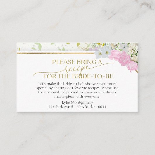 Wildblume Frühjahr Brautparty Rezept Anfrage Begleitkarte (Vorderseite)