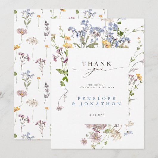 Wildblume Frühjahr Dankeskarte (Vorne/Hinten)