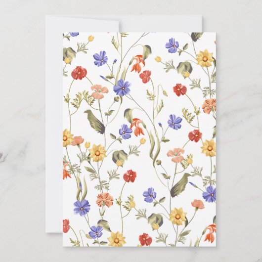 Wildblume Frühjahr Elegante Minimalistische Hochze Einladung (Rückseite)