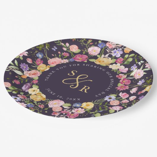 Wildblume Frühjahr Pappteller (Schrägansicht)