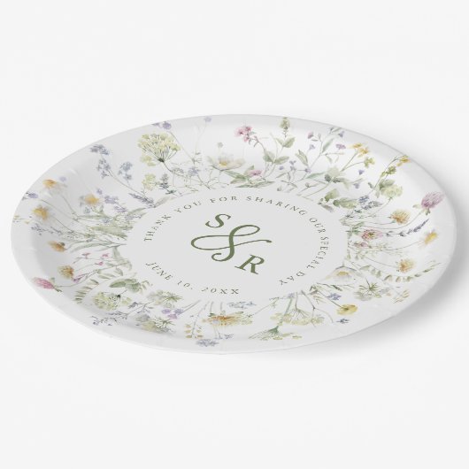 Wildblume Frühjahr Pappteller (Schrägansicht)