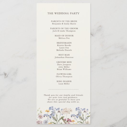 Wildblume Frühjahr Programm (Rückseite)