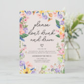 Wildblume Frühjahr Sign Card nicht trinken und fah Einladung (Stehend Vorderseite)