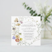 Wildblume Frühjahr Sommer Erste Heilige Kommune Einladung (Stehend Vorderseite)