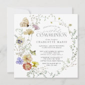 Wildblume Frühjahr Sommer Erste Heilige Kommune Einladung (Vorderseite)