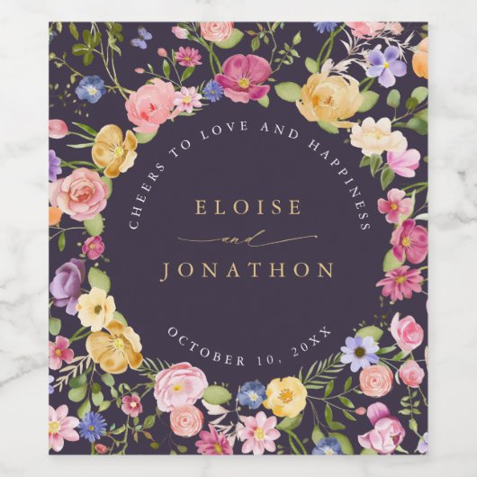 Wildblume Frühjahr Weinetikett (Einzelnes Label)