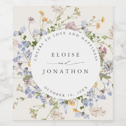 Wildblume Frühjahr Weinetikett (Einzelnes Label)