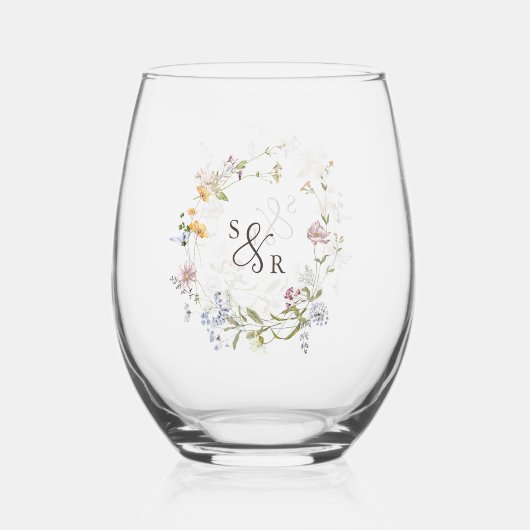 Wildblume Frühjahr Weinglas Ohne Stiel (Rückseite)