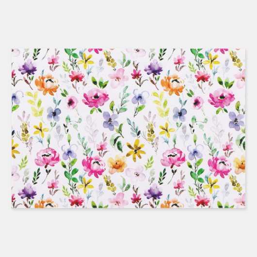 Wildblume Frühjahr Wiesen Blumengarten Grüne Geschenkpapier Set (Vorderseite 3)