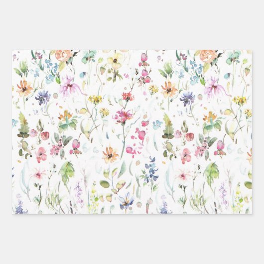 Wildblume Frühjahr Wiesen Blumengarten Grüne Geschenkpapier Set (Vorderseite)
