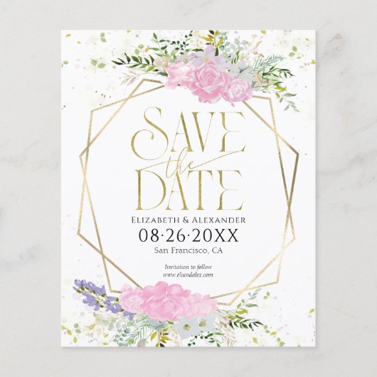 Wildblume Frühjahrsbudget Hochzeit retten Datum (Vorderseite)