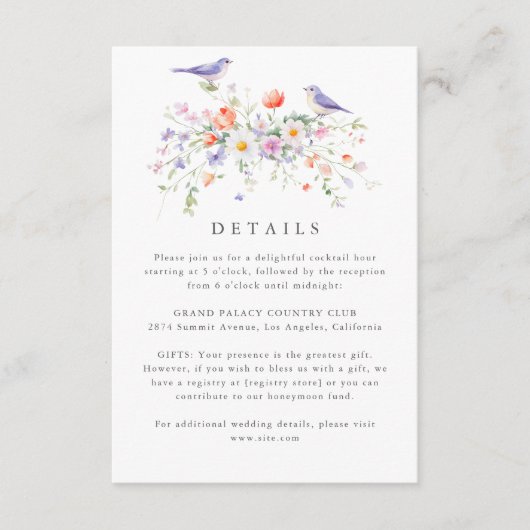 Wildblume Frühjahrsdetails Hochzeitskarte Begleitkarte (Vorderseite)