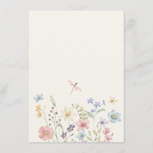 Wildblume Frühjahrsgarten Einzelheiten zur Hochzei Begleitkarte (Rückseite)