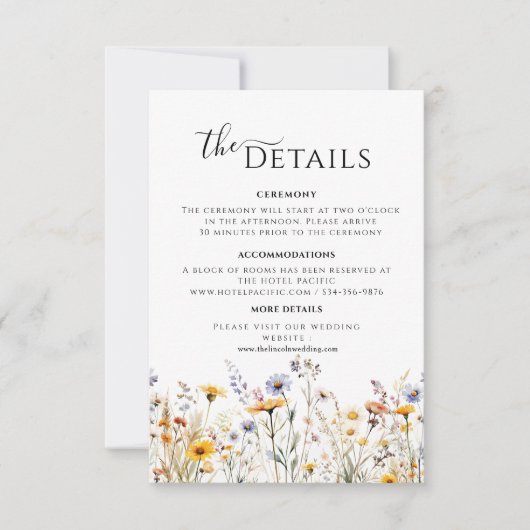 Wildblume-Frühjahrskarte RSVP Karte (Vorderseite)