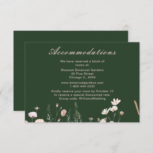 Wildblume Frühling Rosa Blumenzehen Begleitkarte (Vorne/Hinten)