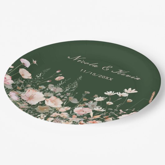 Wildblume Frühling Rosa Blumenzehen Pappteller (Schrägansicht)