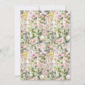 Wildblume Frühling Sommerbläserfarbene Taufe Einladung (Rückseite)