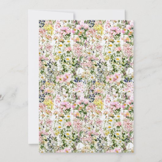 Wildblume Frühling Sommerbläserfarbene Taufe Einladung (Rückseite)