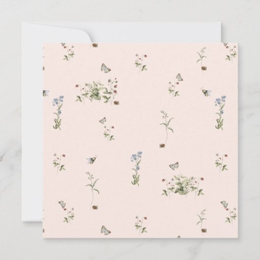 Wildblume Frühling Sommerblumentaufen Einladung (Rückseite)