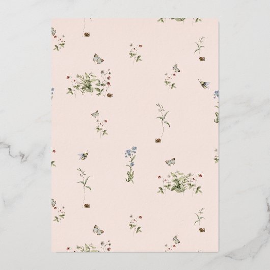 Wildblume Frühling Sommerblumentaufen Folieneinladung (Rückseite)