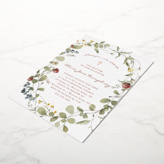 Wildblume Frühling Sommerblumentaufen Folieneinladung (Gedreht)