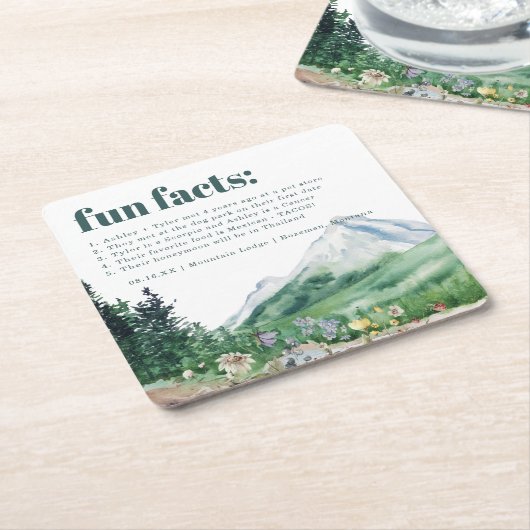 Wildblume | Fun Fakts Hochzeit Rechteckiger Pappuntersetzer (angewinkelt)