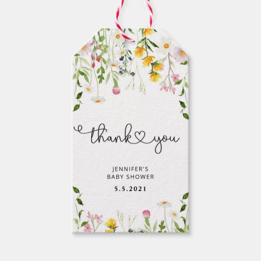 Wildblume für Aquarellfarben danke Geschenkanhänger (Vorderseite)