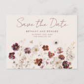 Wildblume für Herbst Hochzeit Datum speichern Postkarte (Vorderseite)