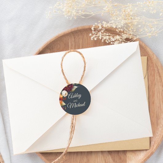 Wildblume für Navy und Yellow Fall Runder Aufkleber