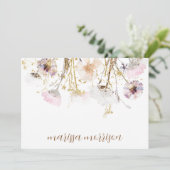 Wildblume für personalisierte Skriptsignatur Dankeskarte (Stehend Vorderseite)