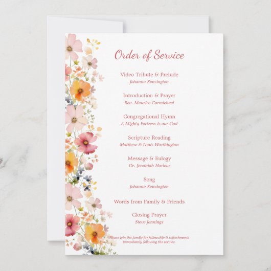 Wildblume für Wasserfarben Einladung (Rückseite)