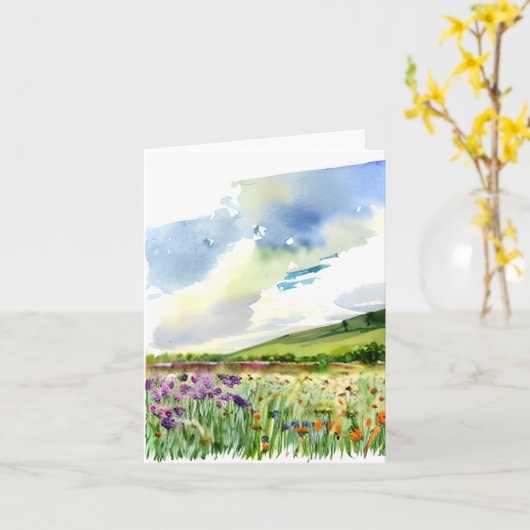 Wildblume für Wasserfarben individuell anpassbar Karte (Gelbe Blume)