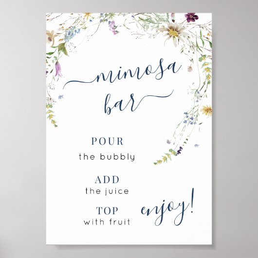 Wildblume für Wasserfarben Script Mimosa Bar Sign Poster (Vorne)