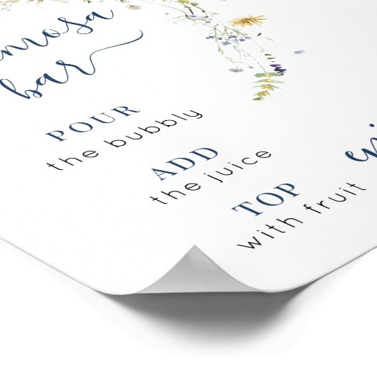 Wildblume für Wasserfarben Script Mimosa Bar Sign Poster (Ecke)