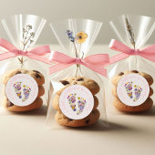 Wildblume Fußabdrücke Pink Girl Babydusche Runder Aufkleber