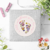 Wildblume Fußabdrücke Pink Girl Babydusche Runder Aufkleber