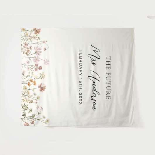 Wildblume Future Frau Foto Booth Hintergrund Wandteppich (Vorderseite (Horizontal))