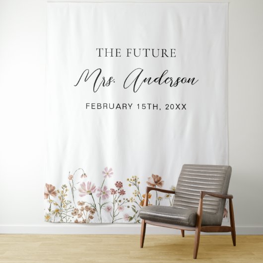 Wildblume Future Frau Foto Booth Hintergrund Wandteppich (Beispiel)