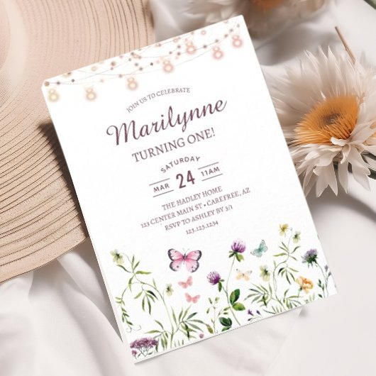 Wildblume Garden 1. Geburtstag Einladung