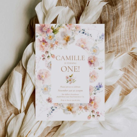 Wildblume Garden 1. Geburtstag Einladung