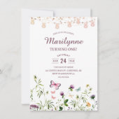 Wildblume Garden 1. Geburtstag Einladung (Vorderseite)