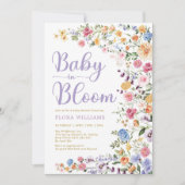 Wildblume Garden Baby in Bloom Baby Girl Dusche Einladung (Vorderseite)
