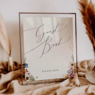 Wildblume Garden   Beige Guest Book Sign Poster