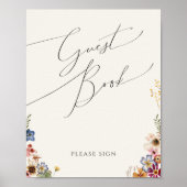 Wildblume Garden | Beige Guest Book Sign Poster (Vorne)